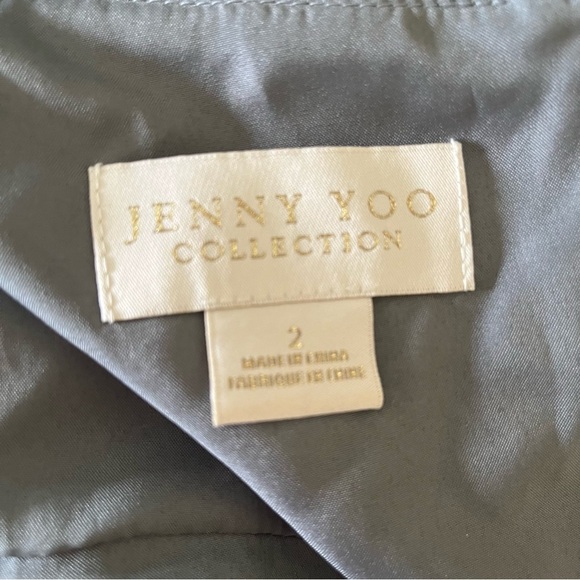 Jenny Yoo Inesse Chiffon V-Neck Spaghetti Strap Gown in Storm Grey Size 2 - Picture 7 of 8